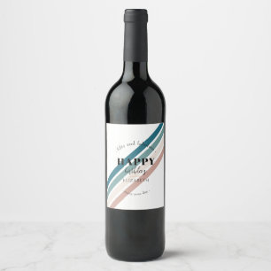Étiquette Pour Bouteilles De Vin Anniversaire Design minimaliste aux couleurs paste