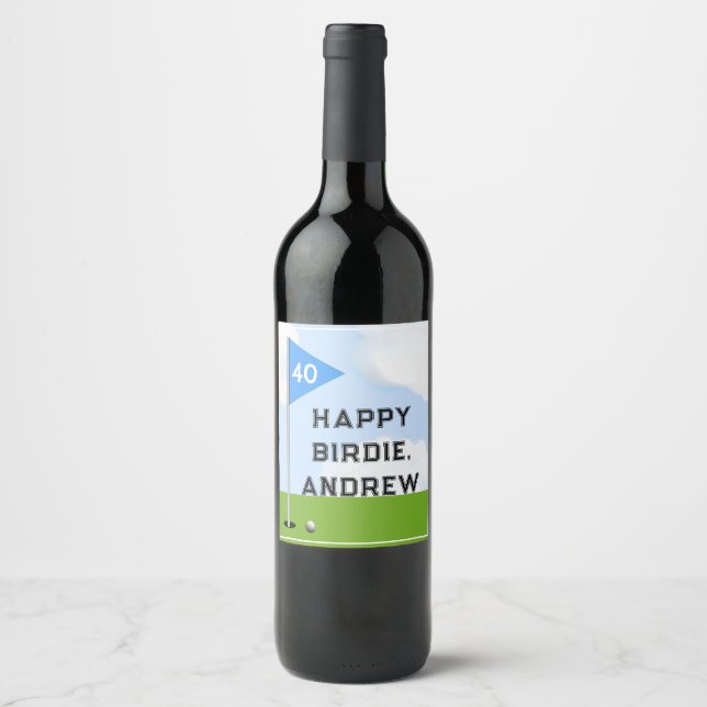 Étiquette Pour Bouteilles De Vin Anniversaire du golf (Devant)