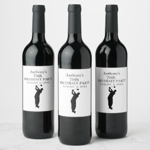 Étiquette Pour Bouteilles De Vin Anniversaire Golfer Funny 70e heureux papa Par