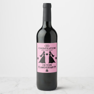 Étiquette Pour Bouteilles De Vin Anniversaire Mariage des filles gays