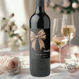 Étiquette Pour Bouteilles De Vin Anniversaire noir empreinte de léopard
