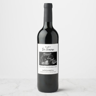Étiquette Pour Bouteilles De Vin Annonce de grossesse noir et blanc Photo de sonogr