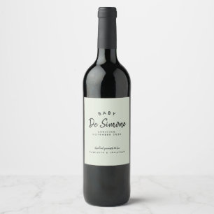 Étiquette Pour Bouteilles De Vin Annonce de grossesse Vert Sauge Moderne