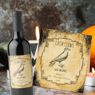 Étiquette Pour Bouteilles De Vin Apothicaire halloween vintage Griffes de corbeau