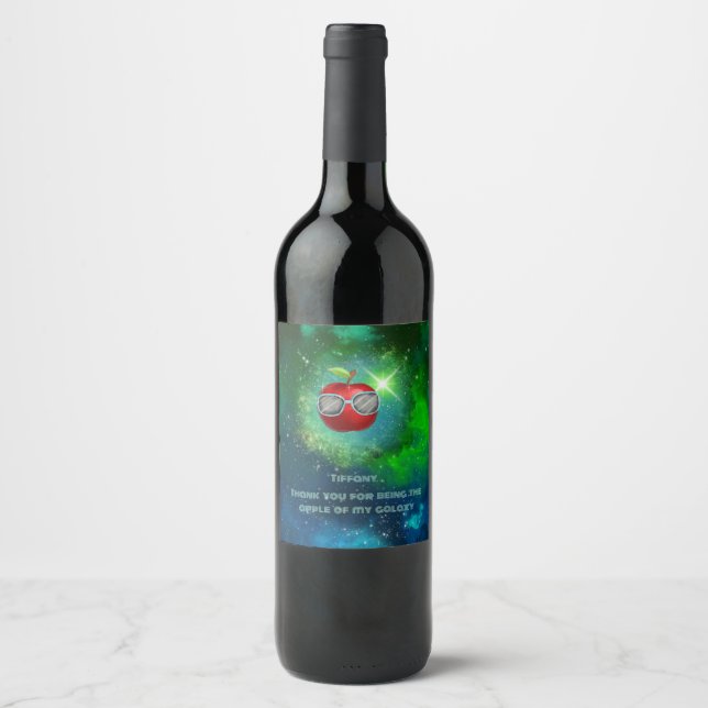 Étiquette Pour Bouteilles De Vin Apple dans la Galaxie de Thankful (Devant)