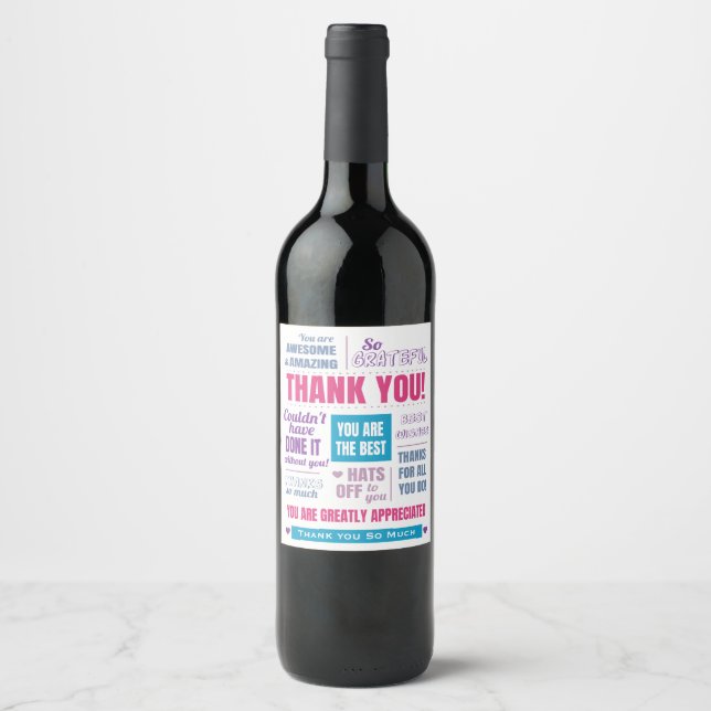 Étiquette Pour Bouteilles De Vin Appréciation du Merci (Devant)