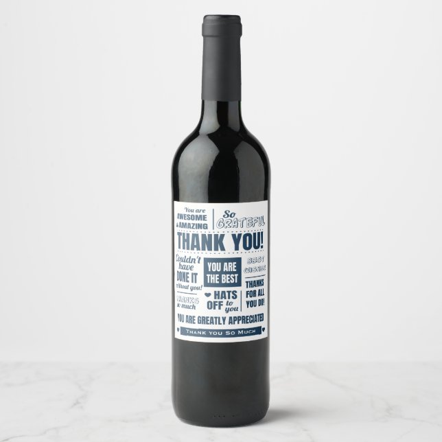 Étiquette Pour Bouteilles De Vin Appréciation moderne du Merci (Devant)