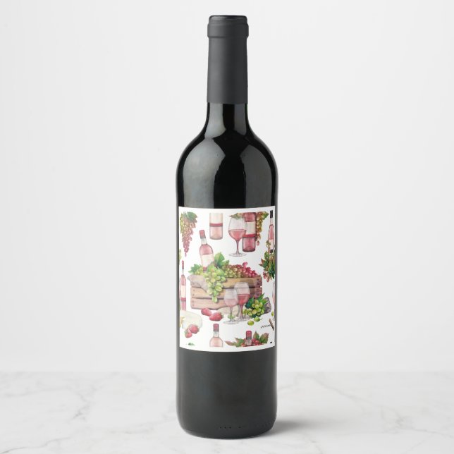 Étiquette Pour Bouteilles De Vin Aquarelle (Devant)
