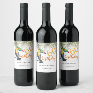 Étiquette Pour Bouteilles De Vin Aquarelle artistique Toucan Tropical Party