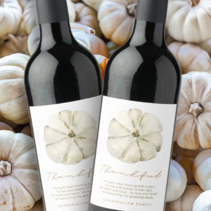 Étiquette Pour Bouteilles De Vin Aquarelle Automne Citrouille Thanksgiving Thanksgi