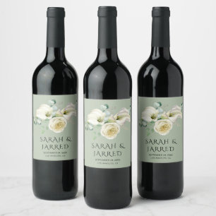 Étiquette Pour Bouteilles De Vin Aquarelle Blanc Calla Lilies