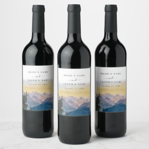Étiquette Pour Bouteilles De Vin Aquarelle Blue Mountains Pine Mariage