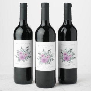 Étiquette Pour Bouteilles De Vin Aquarelle Bouquet Mariage Lilac ID654