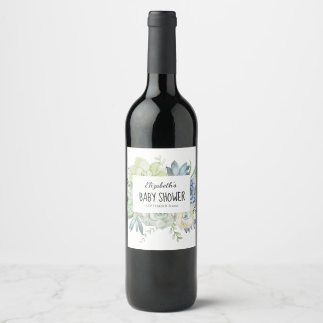 Étiquette Pour Bouteilles De Vin Aquarelle Cactus Succulents (Devant)