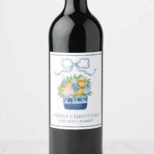 Étiquette Pour Bouteilles De Vin Aquarelle Chinoiserie Mandarins Noël