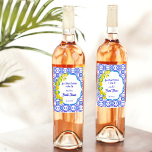 Étiquette Pour Bouteilles De Vin Aquarelle Citrons Amalfi Fête des mariées Bliss