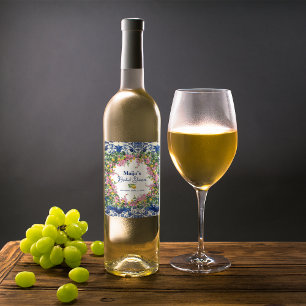 Étiquette Pour Bouteilles De Vin Aquarelle Côte d'Amalfi Citrons Roses Enterrement 