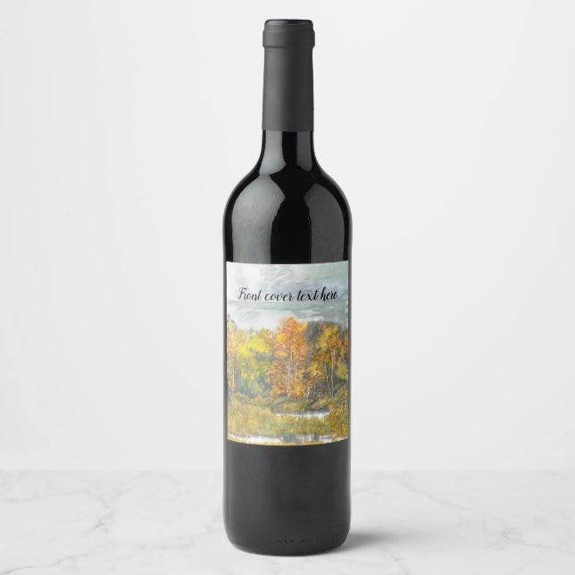 Étiquette Pour Bouteilles De Vin Aquarelle d'automne (Devant)