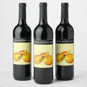 Étiquette Pour Bouteilles De Vin Aquarelle de fruit jaune perruque
