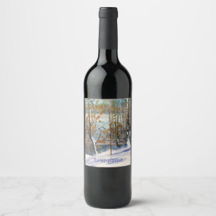 Étiquette Pour Bouteilles De Vin Aquarelle de neige