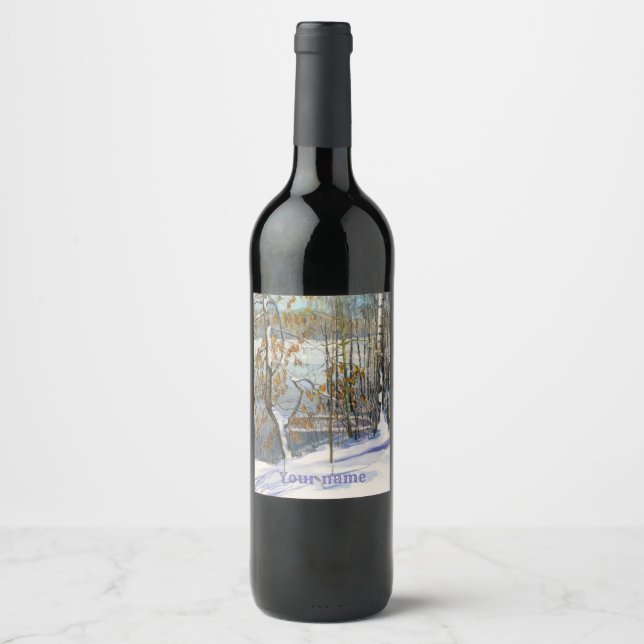 Étiquette Pour Bouteilles De Vin Aquarelle de neige (Devant)