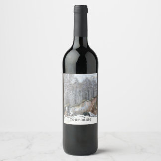 Étiquette Pour Bouteilles De Vin Aquarelle de ravin neigeux