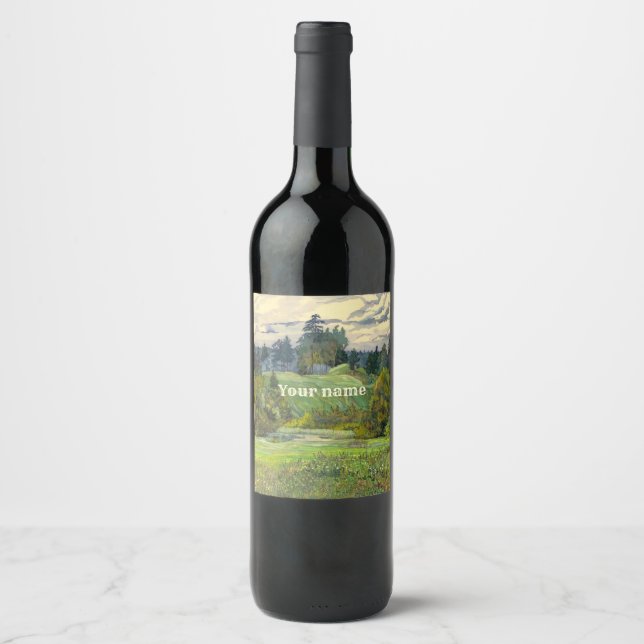 Étiquette Pour Bouteilles De Vin Aquarelle des pins (Devant)