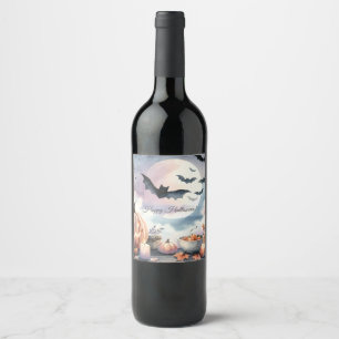 Étiquette Pour Bouteilles De Vin Aquarelle d'Halloween