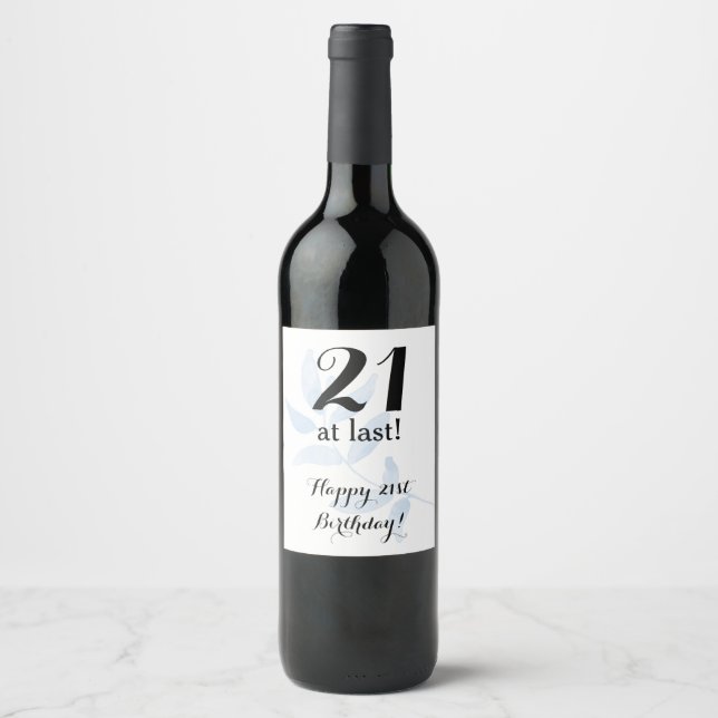 Étiquette Pour Bouteilles De Vin Aquarelle du 21e anniversaire (Devant)