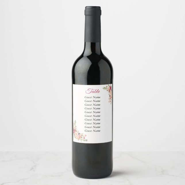 Étiquette Pour Bouteilles De Vin Aquarelle Dusty Rose (Devant)