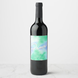 Étiquette Pour Bouteilles De Vin Aquarelle en pastel, paix