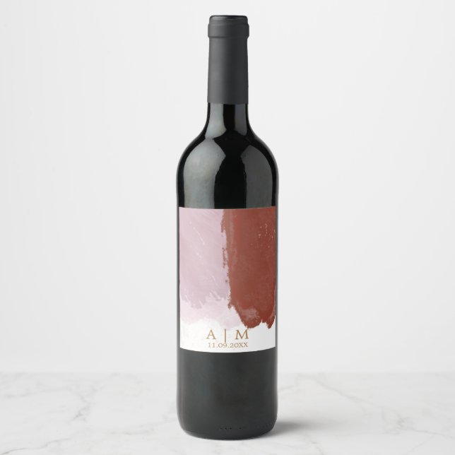 Étiquette Pour Bouteilles De Vin Aquarelle en terracotta Lavender Monogram (Devant)