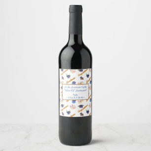 Étiquette Pour Bouteilles De Vin Aquarelle Félicitations Diplômé "Type De"