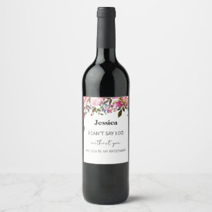 Étiquette Pour Bouteilles De Vin Aquarelle Floral Mariage Vin Étiquette