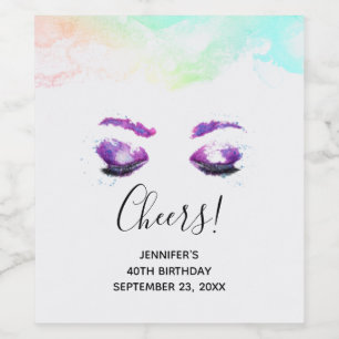 Étiquette Pour Bouteilles De Vin Aquarelle glamour aux yeux et aux bouillons pourpr