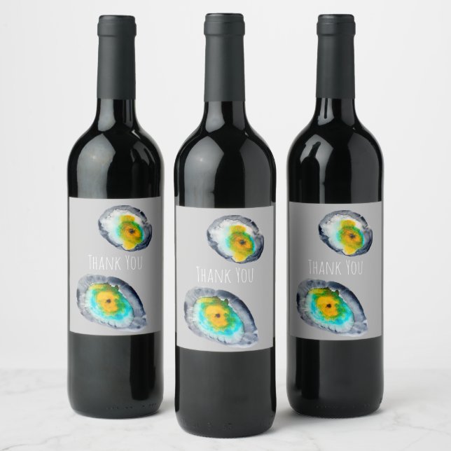 Étiquette Pour Bouteilles De Vin aquarelle huîtres abstraites (Bouteilles)