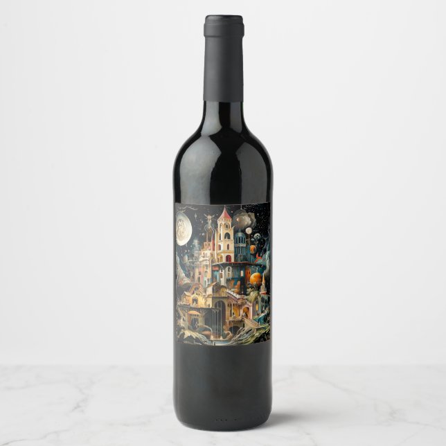 Étiquette Pour Bouteilles De Vin Aquarelle Imaginaire (Devant)