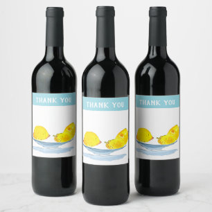 Étiquette Pour Bouteilles De Vin Aquarelle jaune citron