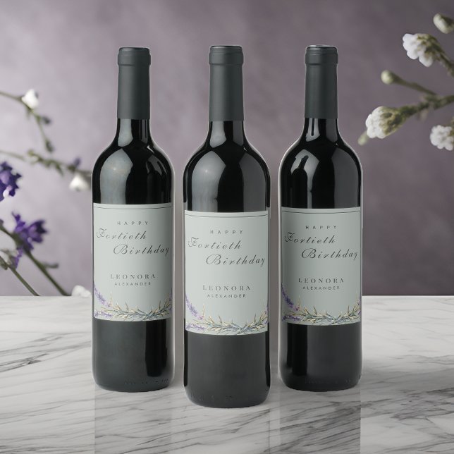 Étiquette Pour Bouteilles De Vin Aquarelle Lavande Fleurs N'IMPORTE QUEL Jour (Créateur téléchargé)