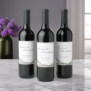 Étiquette Pour Bouteilles De Vin Aquarelle Lavande Fleurs N'IMPORTE QUEL Jour