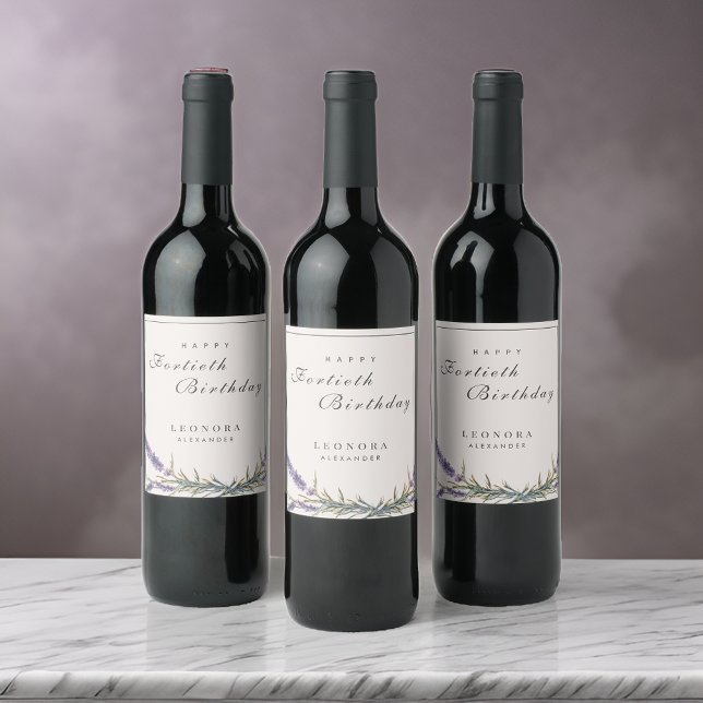 Étiquette Pour Bouteilles De Vin Aquarelle Lavande Fleurs N'IMPORTE QUEL Jour (Créateur téléchargé)