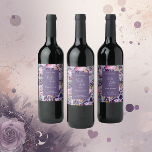 Étiquette Pour Bouteilles De Vin Aquarelle Lilac Fleur sauvage Verdure Foliage
