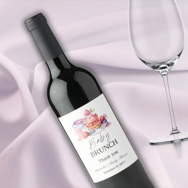 Étiquette Pour Bouteilles De Vin Aquarelle Pancake Baby Brunch Douche (Créateur téléchargé)