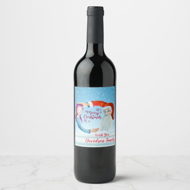 Étiquette Pour Bouteilles De Vin Aquarelle peinte à la main (Devant)