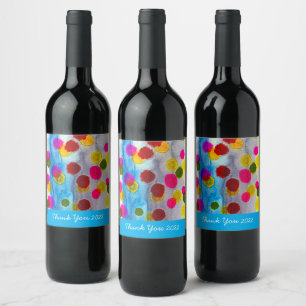 Étiquette Pour Bouteilles De Vin Aquarelle pois bleue abstraite