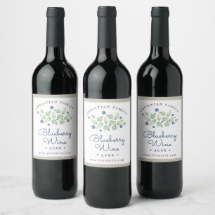 Étiquette Pour Bouteilles De Vin Aquarelle rustique Blueberry vin