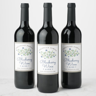 Étiquette Pour Bouteilles De Vin Aquarelle rustique Blueberry vin