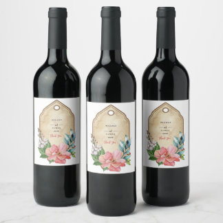 Étiquette Pour Bouteilles De Vin Aquarelle Rustique Floral