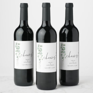 Étiquette Pour Bouteilles De Vin Aquarelle Sage Eucalyptus Cheers Mariage