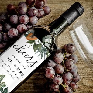 Étiquette Pour Bouteilles De Vin Aquarelle tropicale tendance Feuilles verts